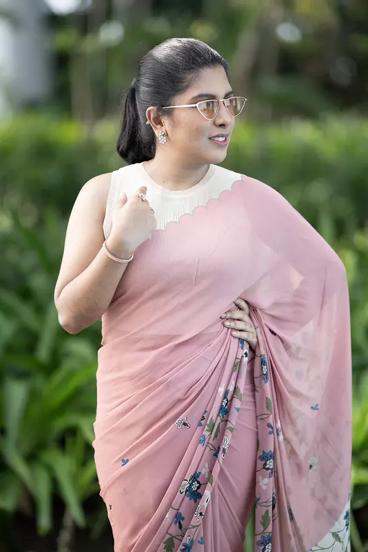 Women's Kalamkari Printed Saree - Pink