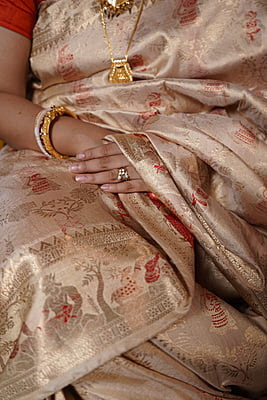 Light golden all over work Swarnachari saree on pure Mulberry silk (katan silk)