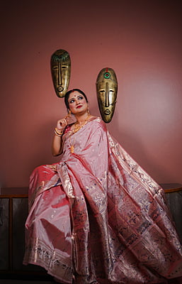 Pastel pink 2000 buta swarnachari saree