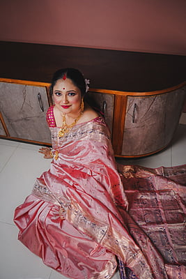 Pastel pink 2000 buta swarnachari saree