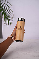 Bamboo 500ml Water Bottle | Thermos Bamboo Flask | Hot & Cold | Unique & Stylish Bottle for Office Gym Travel