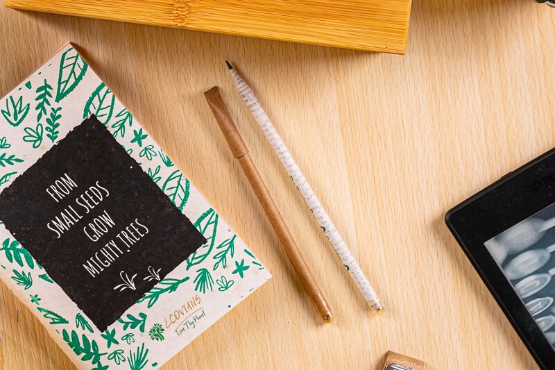 Eco-friendly plantable kraft paper pens set of 7 in recycled tube box Eco-friendly plantable kraft paper pens set of 7 in recycled tube box