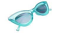 Soigné Female Large Cateye Sunglass.See Through Blue Frame