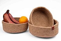 Rope Storage organizer, Natural Jute Handwoven, Jute Shelf Basket For Home & Kitchen (Small ,Medium ,Large) SET OF 3, Beige