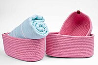 Cotton  Storage organizer, Natural  Handwoven, cotton Shelf Basket For Home & Kitchen (Small ,Medium ,Large) SET OF 3, pink