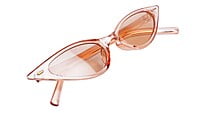 Soigné Female Small Cat Eye Sunglasses.See Through Brown Frame