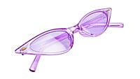 Soigné Female Small Cat Eye Sunglasses.See Through Purple Frame