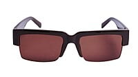 Soigné Female Large Half Rim Rectangular Sunglasses.Brown Soigné Female Large Half Rim Rectangular Sunglasses.Brown