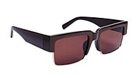 Soigné Female Large Half Rim Rectangular Sunglasses.Brown Soigné Female Large Half Rim Rectangular Sunglasses.Brown
