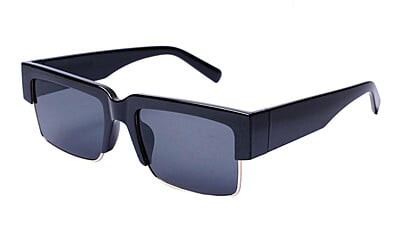 Soigné Female Large Half Rim Rectangular Sunglasses.Black