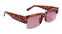 Soigné Female Large Half Rim Rectangular Sunglasses.Leopard Print