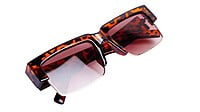 Soigné Female Large Half Rim Rectangular Sunglasses.Leopard Print