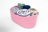 Cotton  Storage organizer, Natural  Handwoven, cotton Shelf Basket For Home & Kitchen (Small ,Medium ,Large) SET OF 3, pink