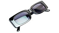 Soigné Female Large Rectangular Sunglasses. Black Frame