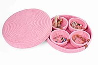 Cotton Jewellery Organizer,  Basket Accessories, Handwoven EcoFriendly Foldable Storage