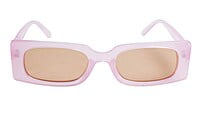 Soigné Female Large Rectangular Sunglasses.See Through Pink