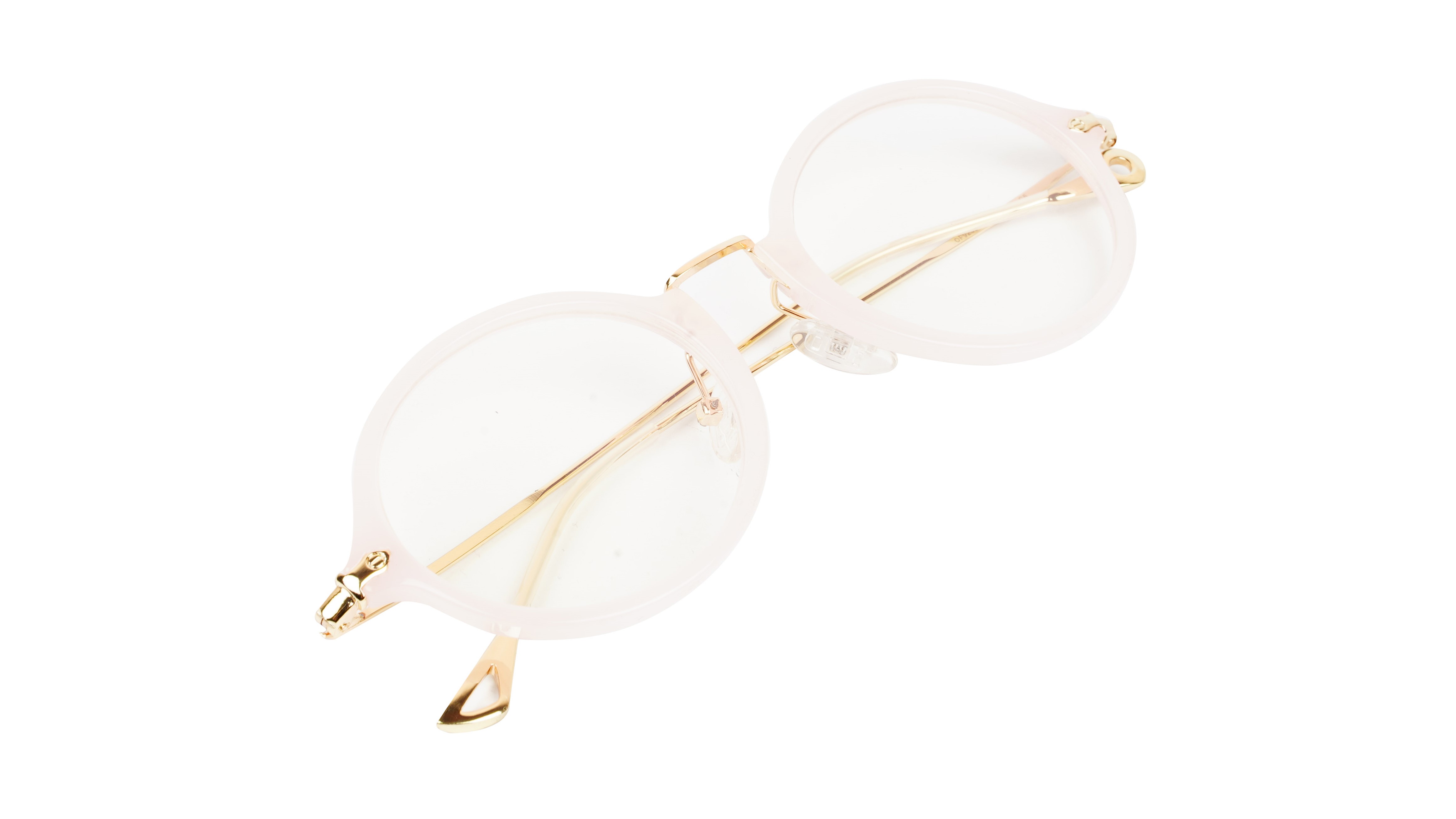 Female Round Medium Spectacle Frame. Pink & Golden