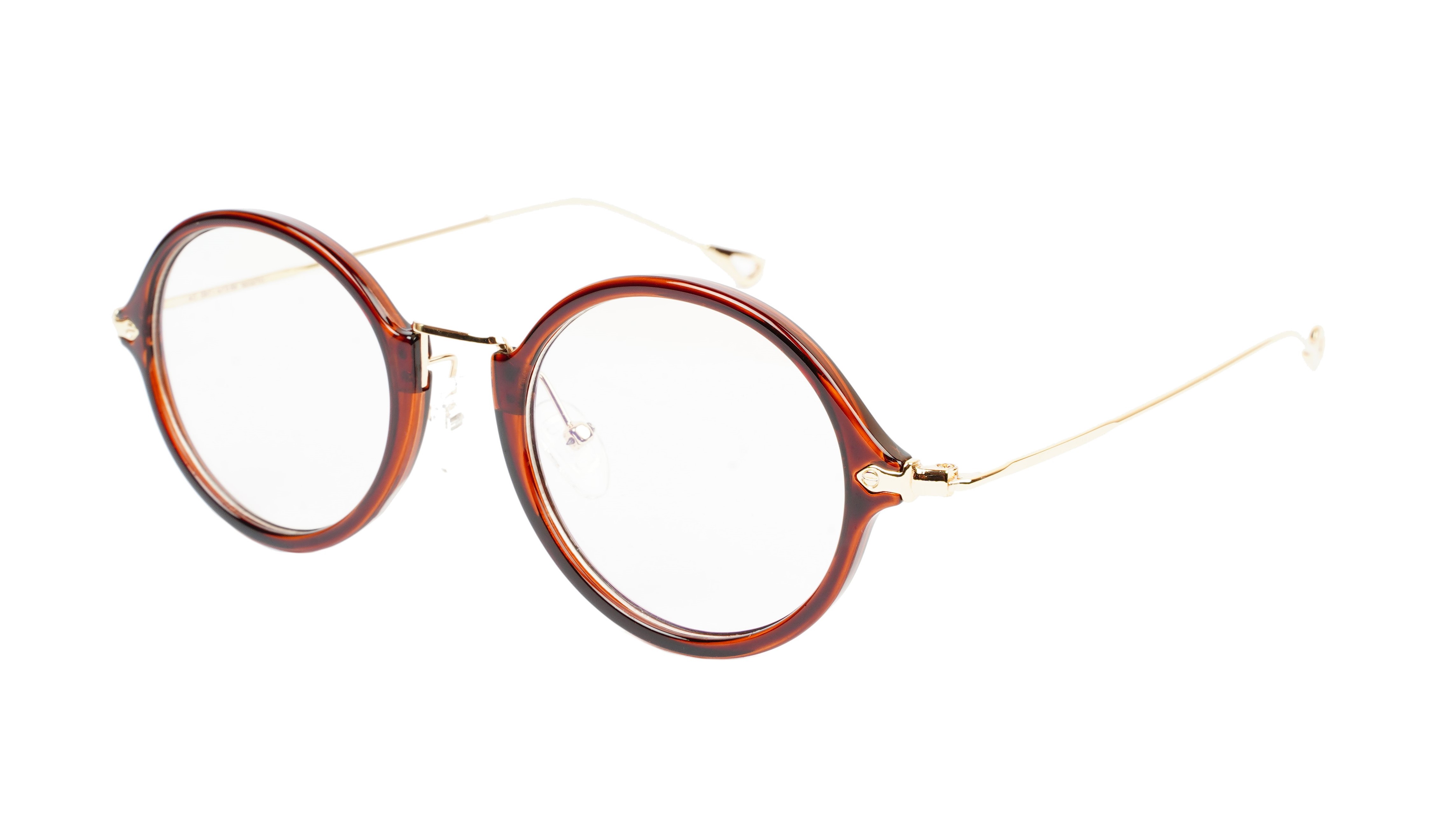 Unisex Medium Full Rim Round Spectacle Frame. Brown & Golden Unisex Medium Full Rim Round Spectacle Frame. Brown & Golden