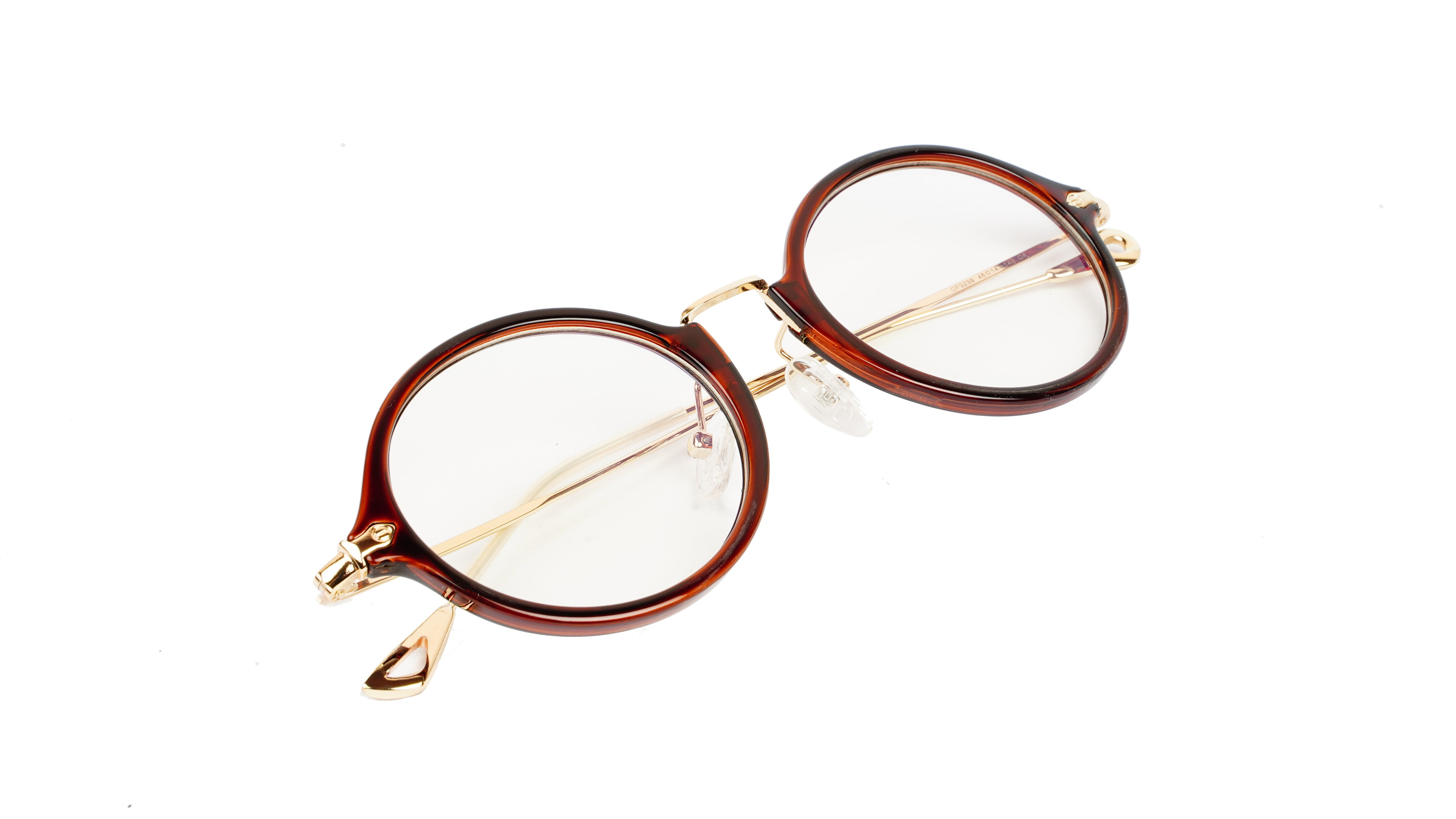 Unisex Medium Full Rim Round Spectacle Frame. Brown & Golden