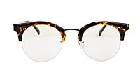 Unisex Large Half Rim Round Spectacle. Leopard Print