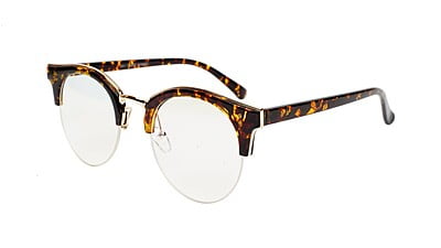 Unisex Large Half Rim Round Spectacle. Leopard Print