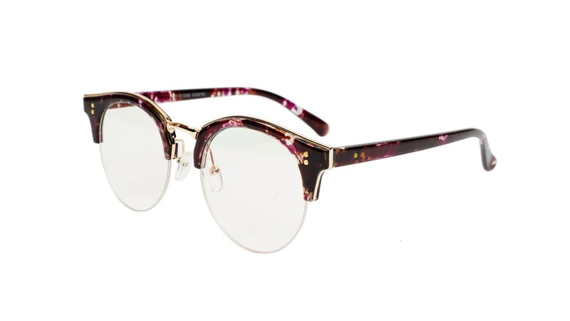 Female Large Half Rim Round Spectacle. Purple & Transparent Color Female Large Half Rim Round Spectacle. Purple & Transparent Color