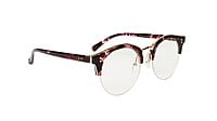 Female Large Half Rim Round Spectacle. Purple & Transparent Color