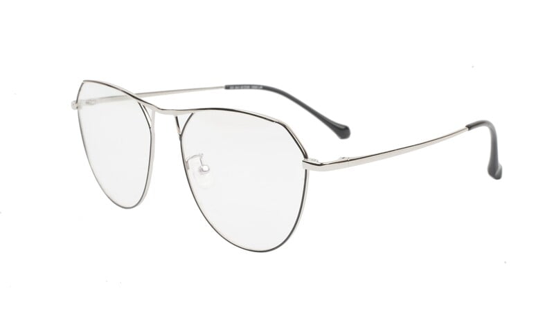 Unisex Aviator Spectacle Frame. Silver& Black Metal Frame Unisex Aviator Spectacle Frame. Silver& Black Metal Frame