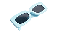 Soigné Female Large Rectangular Sunglasses.Blue Frame