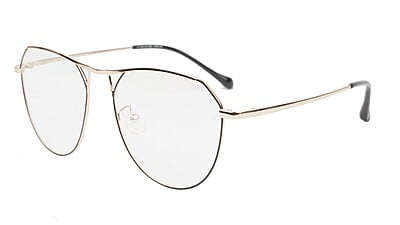 Unisex Aviator Spectacle Frame. Golden& Black Metal Frame