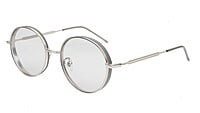 Unisex Medium Round Sunglasses. Silver Metal Frame.