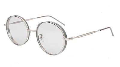Soigné Unisex Medium Round Sunglasses.Silver Color Metal Frame