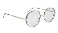 Unisex Medium Round Sunglasses. Silver Metal Frame.