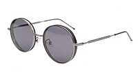 Soigné Unisex Medium Round Sunglasses.Gray Metal Frame