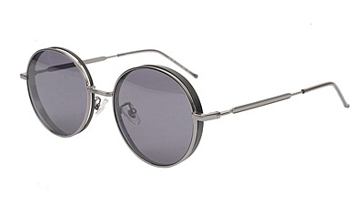Soigné Unisex Medium Round Sunglasses.Gray Metal Frame
