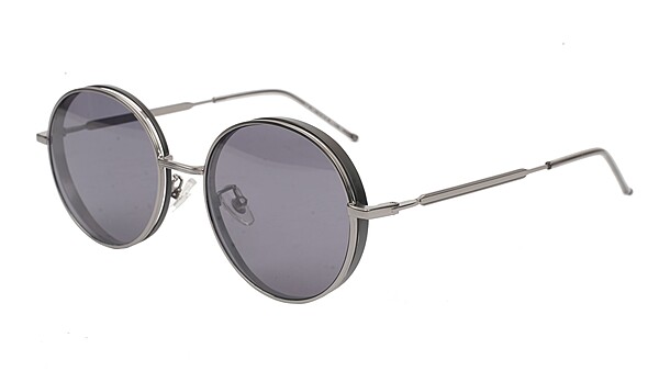 Soigné Unisex Medium Round Sunglasses.Gray Metal Frame