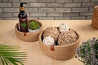Rope Storage organizer, Natural Jute Handwoven, Jute Shelf Basket For Home & Kitchen (Small ,Medium ,Large) SET OF 3, Beige