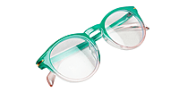 Soigné Female Round Large Spectacle Frame.Green&Pink