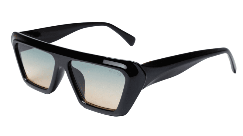 Soigné Female Large Rectangular Sunglasses.Gloss Black Soigné Female Large Rectangular Sunglasses.Gloss Black