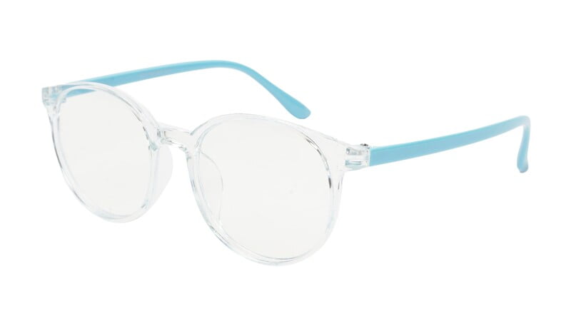 Unisex Round Spectacle Frame For Kids & Teens. Light Blue Rim. Age-(12-16Yrs)