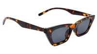 Female Large Cat Eye Sunglasses. Tortoise Print Frame. See Through Grey Color Lens.
