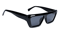 Soigné Female Large Rectangular Sunglasses.Glossy Black Frame