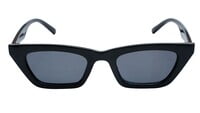 Female Cat Eye Sunglasses. Glossy Black Color Frame. See Through Black Color Lens.