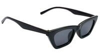 Female Cat Eye Sunglasses. Glossy Black Color Frame. See Through Black Color Lens.
