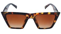 Female Square Sunglasses. Tortoise Print Frame. See Through Brown Color Lens.