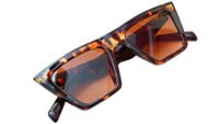Female Square Sunglasses. Tortoise Print Frame. See Through Brown Color Lens.