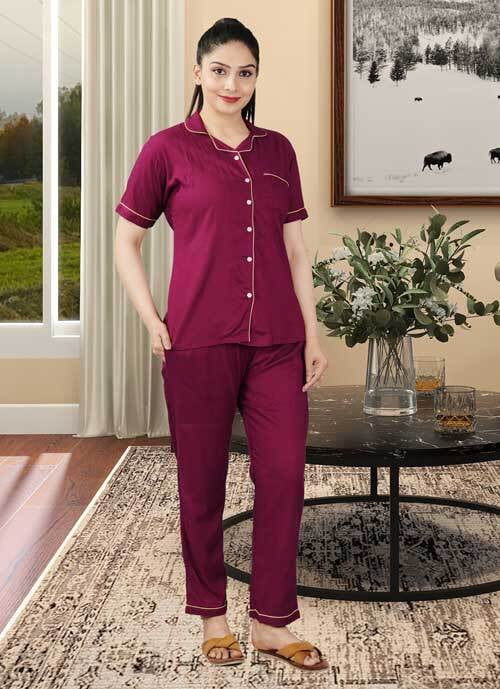 D-34 Rayon Women Night Suit Front Open D-34 Rayon Women Night Suit Front Open