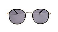 Unisex Medium Round Sunglasses. Golden Metal Frame.