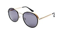 Unisex Medium Round Sunglasses. Golden Metal Frame.