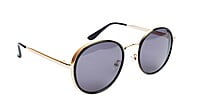Unisex Medium Round Sunglasses. Golden Metal Frame.